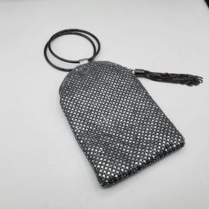 STARLET CHRYSTAL CHAIN MAIL BAG with O-RING BRACELET HANDLES and TASSEL